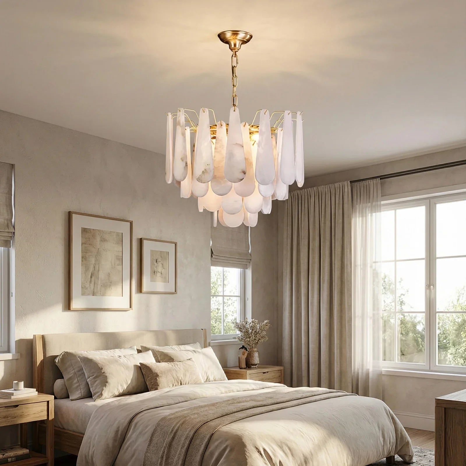 Teardrop Shaped Alabaster Chandelier