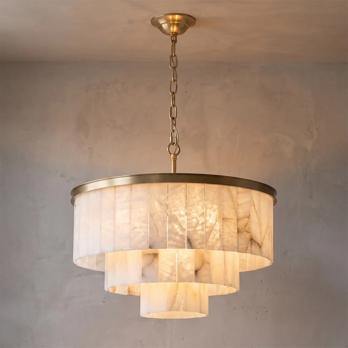 Tiered Natural Alabaster Chandelier