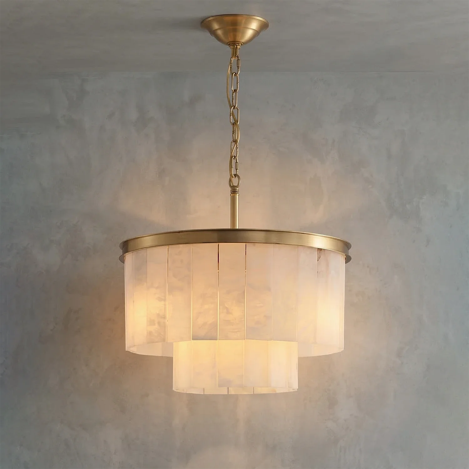 Tiered Natural Alabaster Chandelier