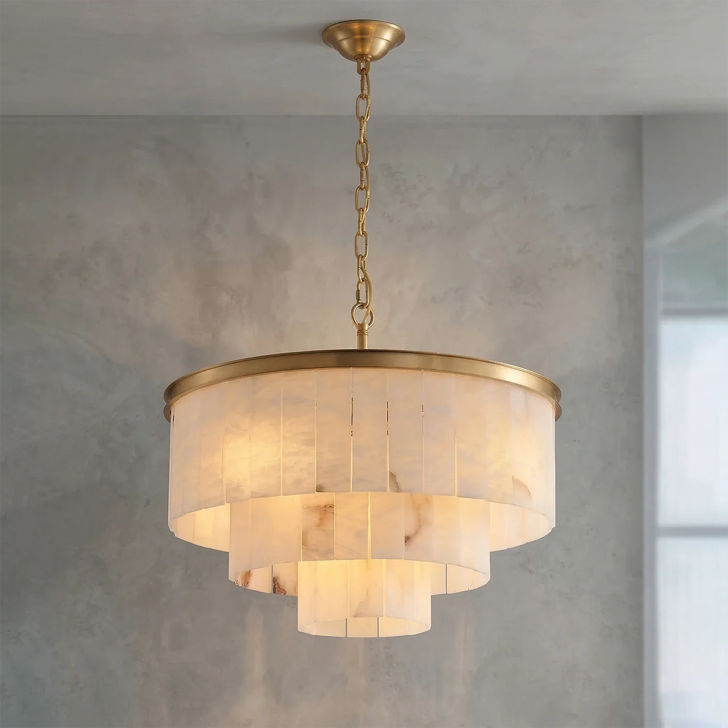 Tiered Natural Alabaster Chandelier