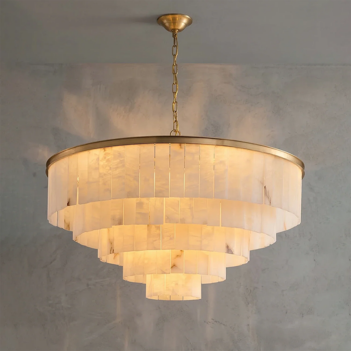 Tiered Natural Alabaster Chandelier
