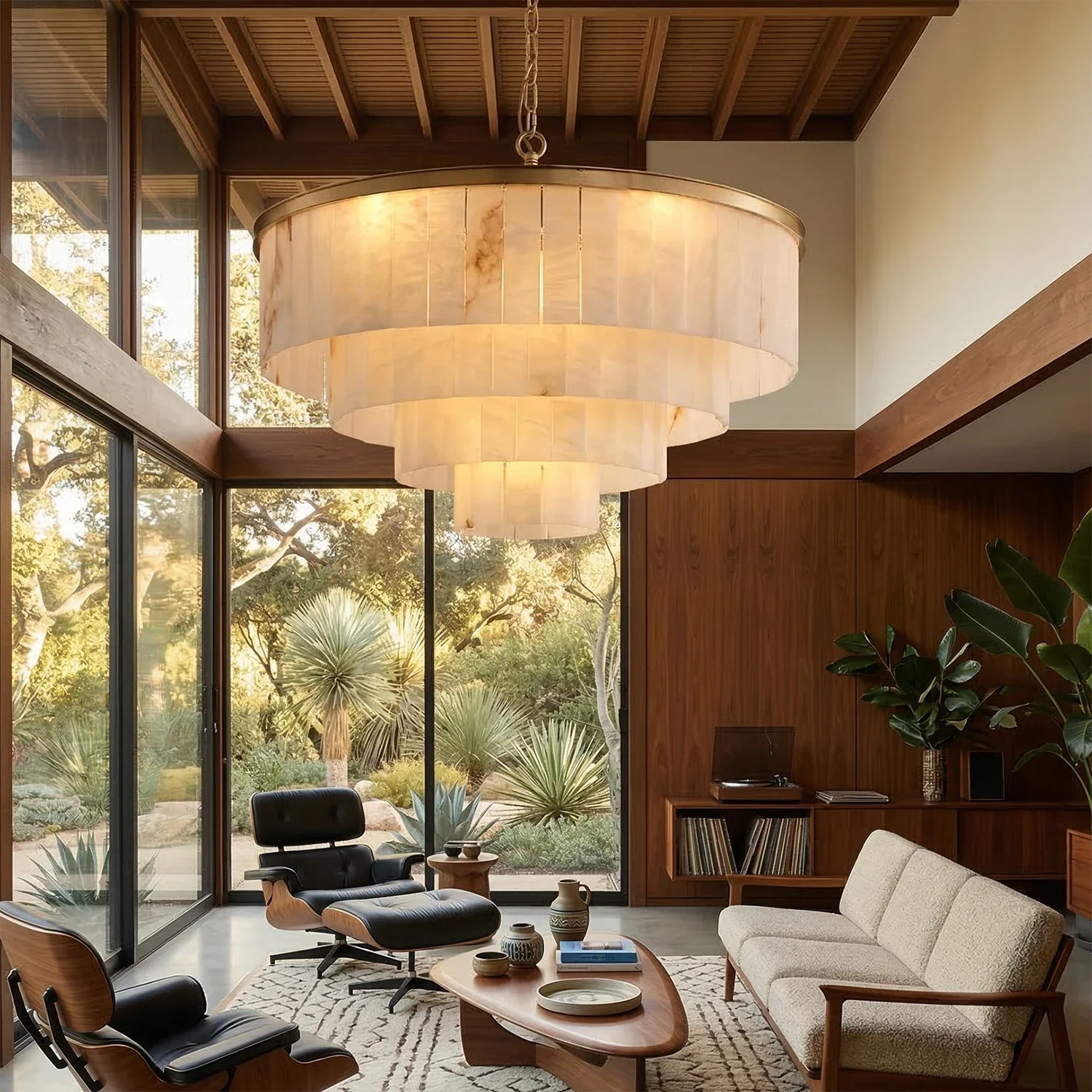 Tiered Natural Alabaster Chandelier