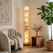 Totem Stacked Alabaster Floor Lamp