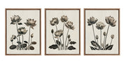Sylvie Simple Modern Linocut Neutral Lotus Flowers Framed Canvas Art Set by The Creative Bunch Studio
