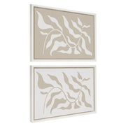 Sylvie Modern Matisse Inspired Botanical White on Beige and Beige on White Framed Canvas by The Creative Bunch Studio