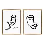Sylvie Woman Face Art and Face Line Print Framed Canvas Art Set by Viola Kreczmer