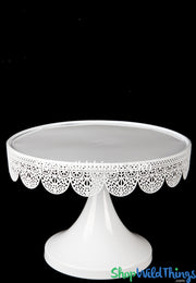 White Eyelet Cake Stand Pedestal - Metal