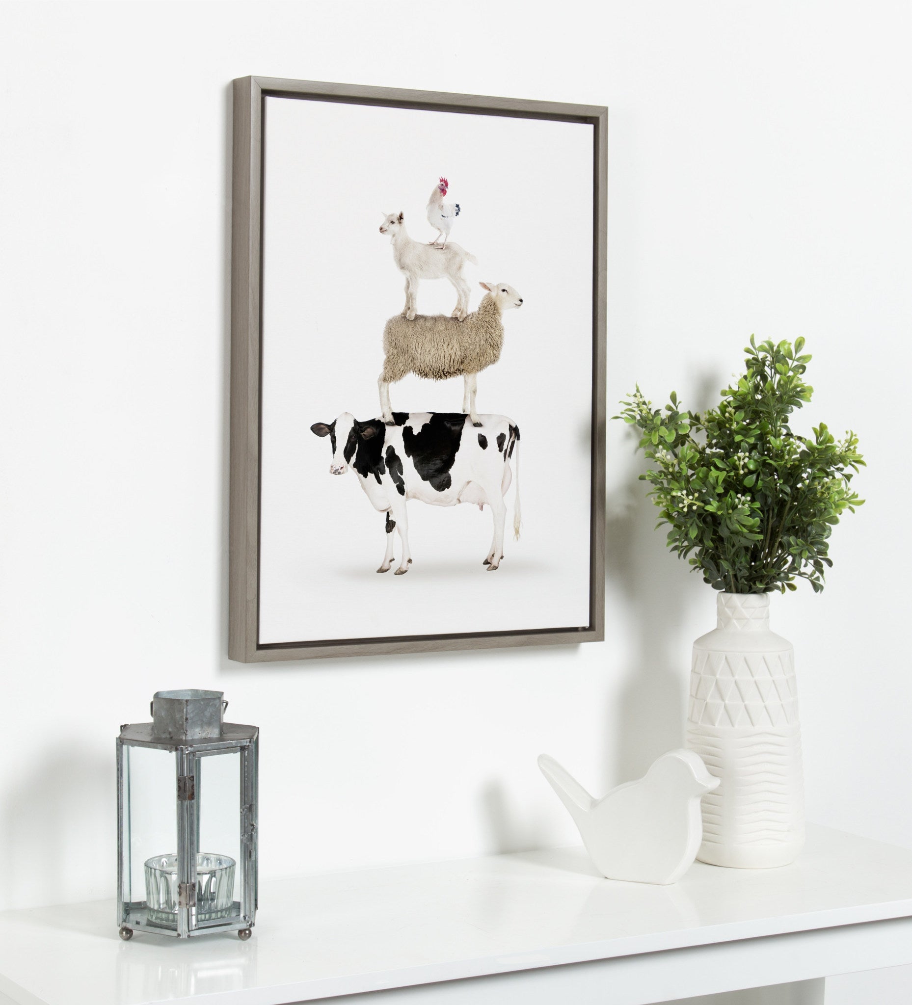 Sylvie Stacked Farm Animals Framed Canvas by Amy Peterson