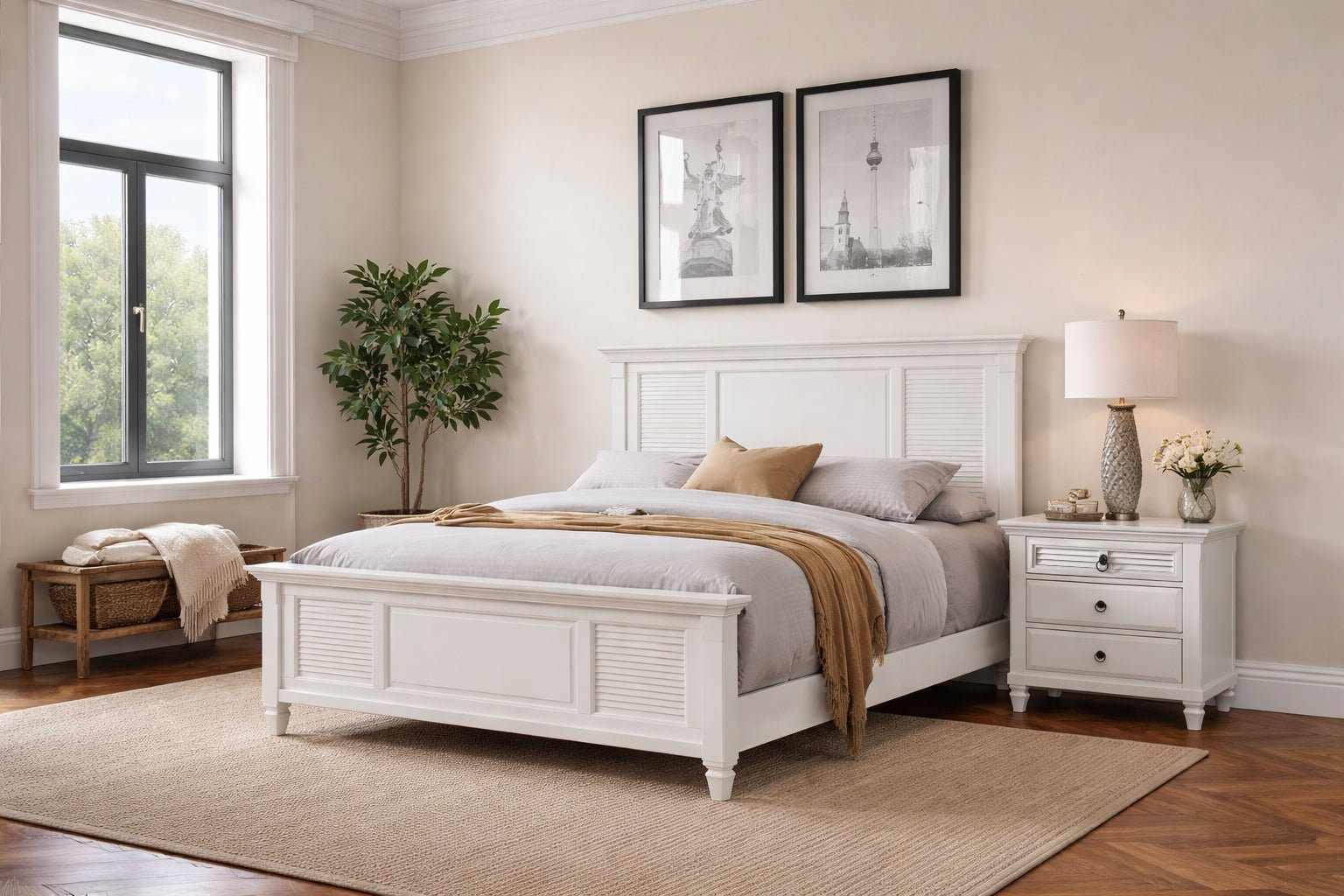 Winchester Shutter Panel Bed, White