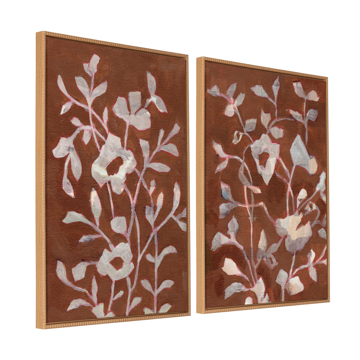 Sylvie Beaded Botanical Harmony I and II Framed Canvas Art Set by Nikita Jariwala