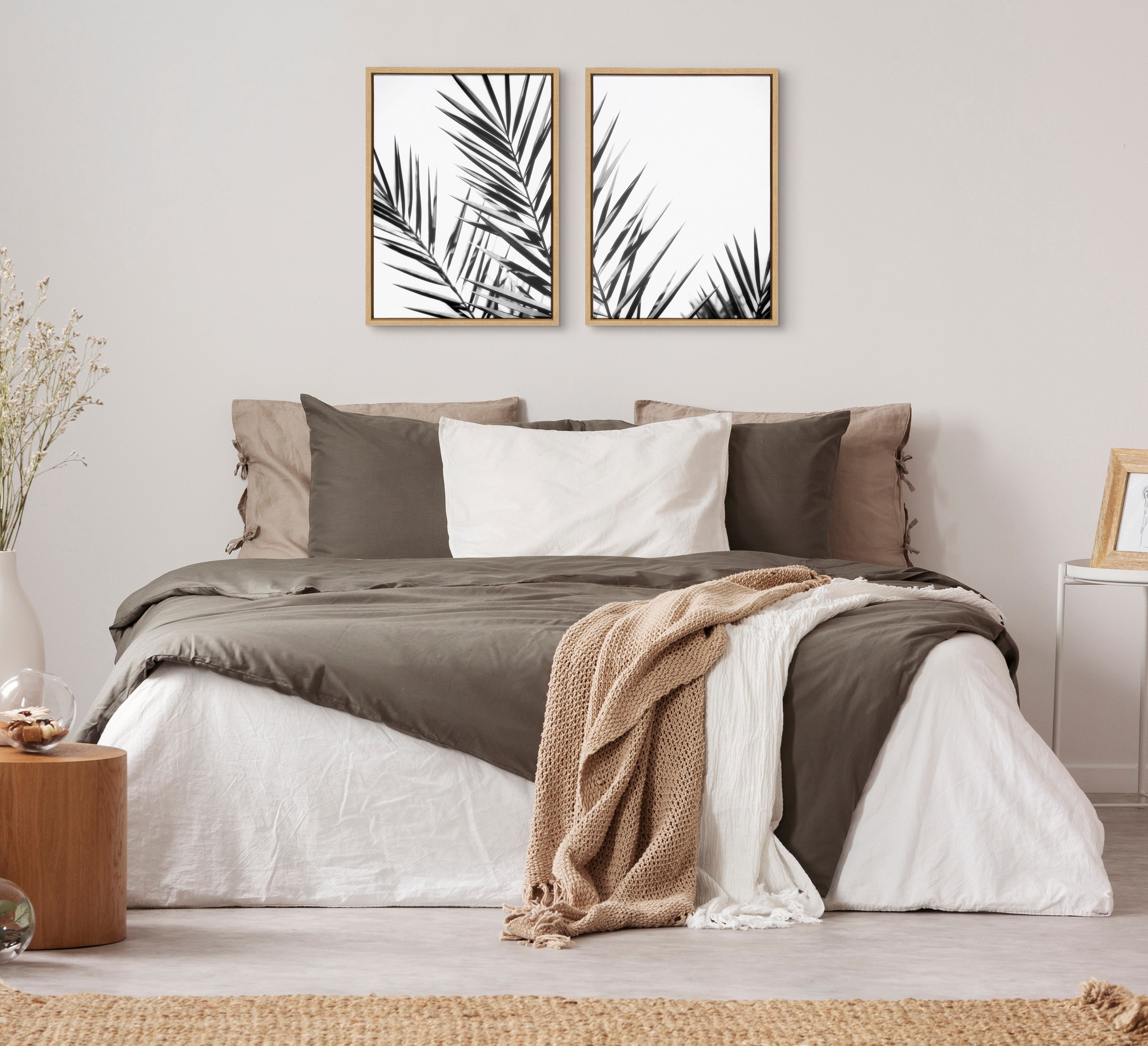Sylvie Palm I and II BW Framed Canvas by Amy Lighthall