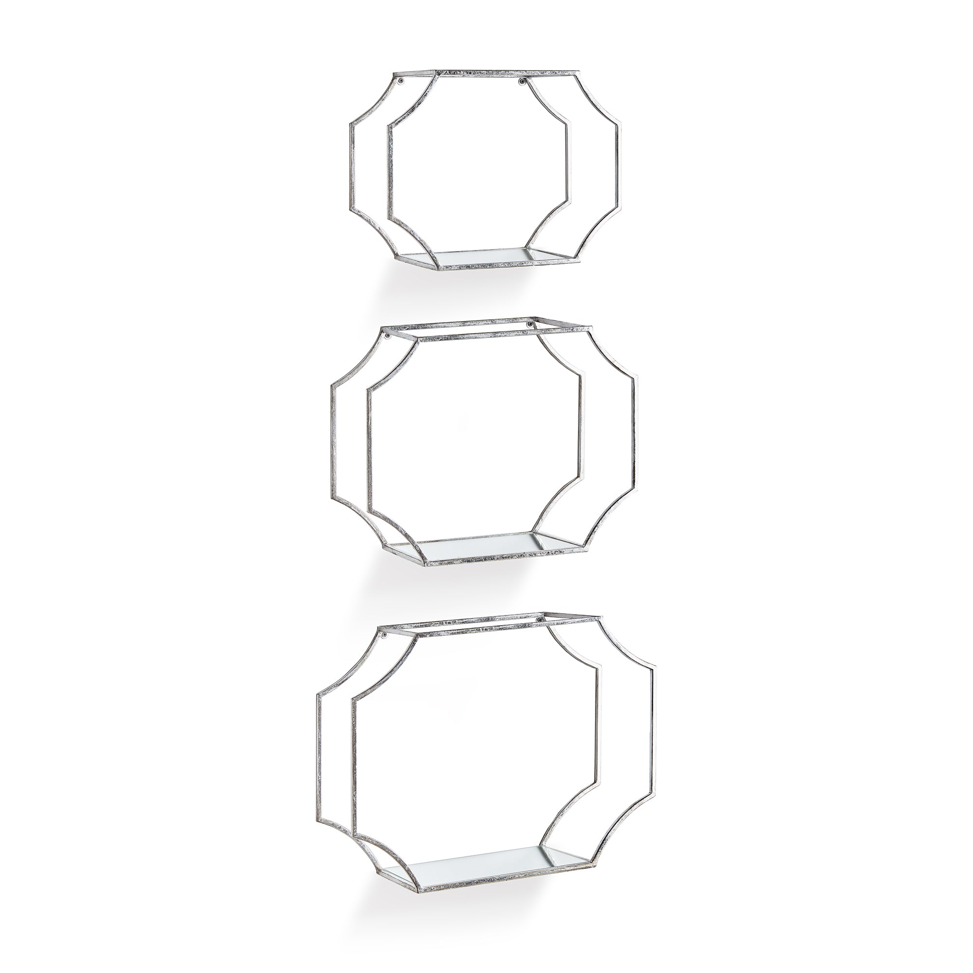 Hudson Mirrored Wall Shelves St/3